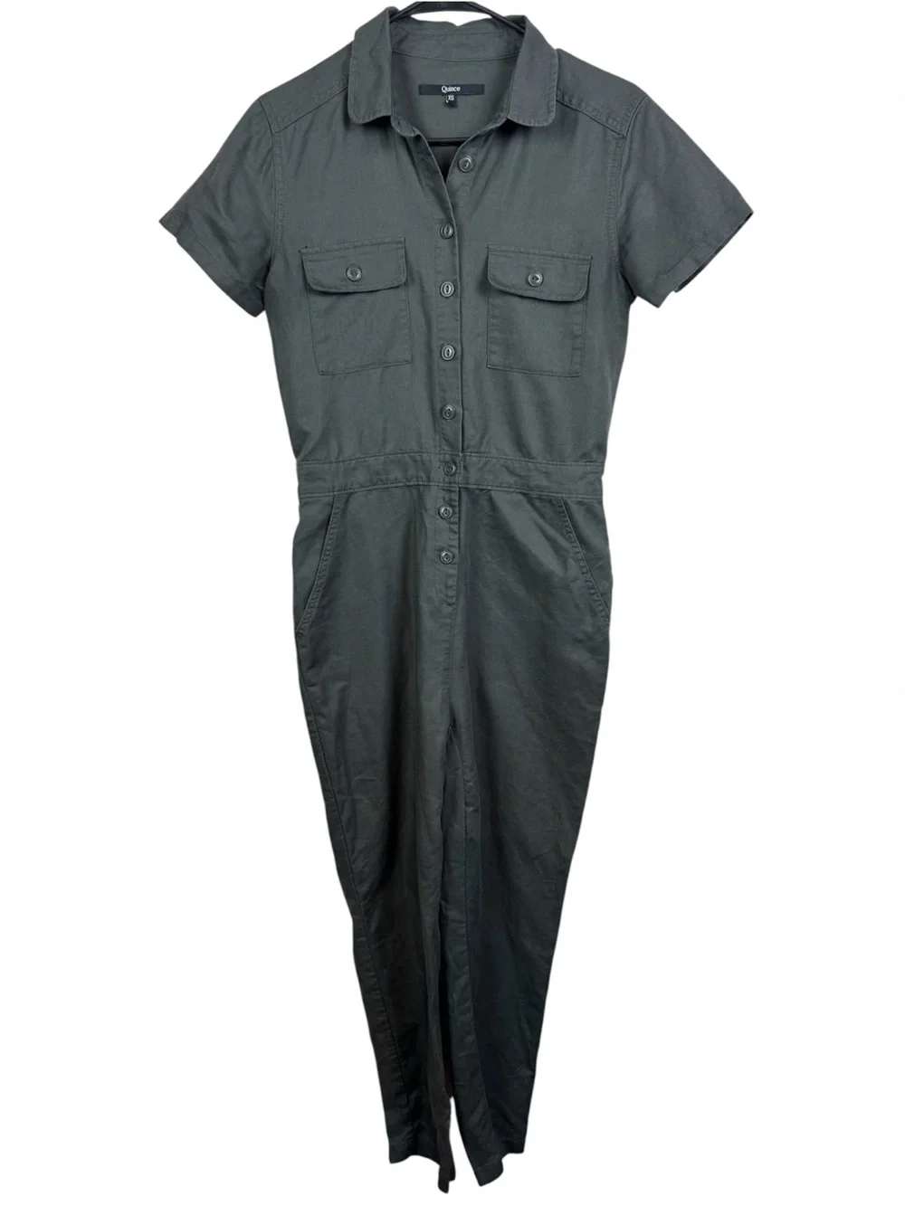 Quince Organic Cotton Linen Short Sleeve Coverall Jumpsuit - XS